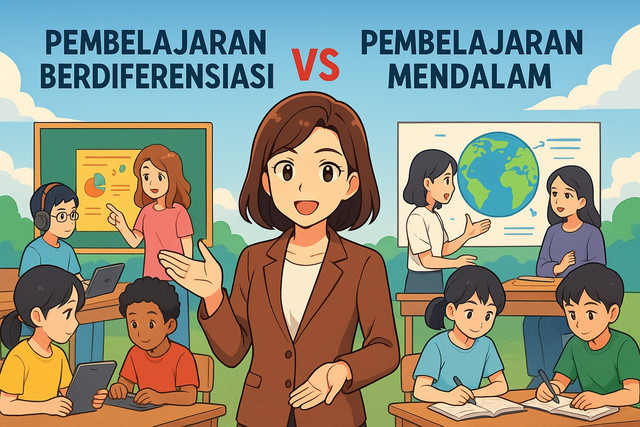 Pembelajaran Berdiferensiasi Vs Pembelajaran Mendalam. Sumber: Ilustrasi ChatGPT.