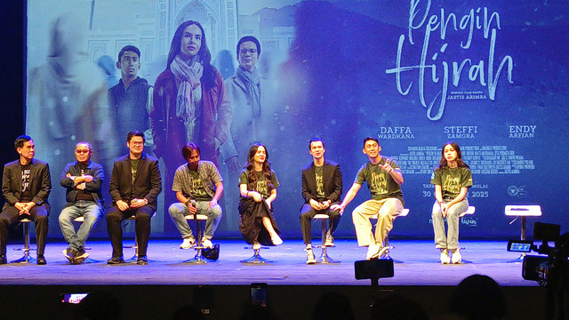 Perilisan official poster dan trailer film Pengin Hijrah di Kawasan Cikini, Jakarta Pusat, Minggu (24/8/2025). Foto: Aprilandika Pratama/kumparan