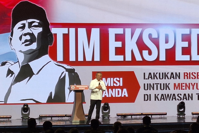 Wakil Menteri Keuangan (Wamenkeu) Suahasil Nazara dalam pelepasan Tim Ekspedisi Patriot di Balai Kartini, Jakarta Selatan pada Senin (25/8/2025). Foto: Argya Maheswara/kumparan