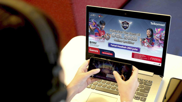 Telkomsel lewat Dunia Games Laga 2025 gelar turnamen esports dengan total hadiah Rp260 juta. Kualifikasi online dibuka hingga 25 Agustus 2025 melalui dg.life/dgl2025. Foto: Dok. Telkomsel