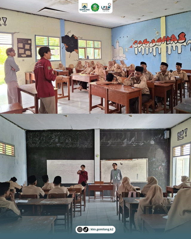potret diskusi dua arah anatara mahasiswa STIT Buntet Pesantren terhadap siswa kela XI IPS/IPA