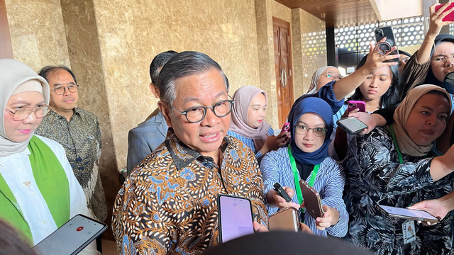 Gubernur DKI Jakarta, Pramono Anung saat acara 18th Congress PBI and International Conference on Biodiversity and Future di Universitas Nasional, Pasar Minggu, Jakarta Selatan, Selasa (26/8/2025). Foto: Nasywa Athifah/kumparan