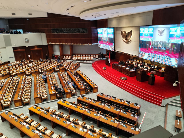 Suasana Sidang Paripurna ke-4 masa persidangan I tahun 2025-2026 di Kompleks Parlemen Senayan, Jakarta, Selasa (26/8/2025). Foto: Luthfi Humam/kumparan