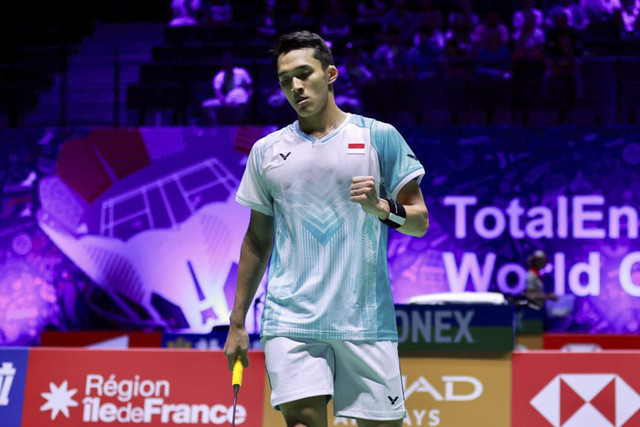 Pebulu tangkis tunggal putra Indonesia, Jonatan Christie, saat bertanding di Kejuaraan Dunia BWF 2025. Foto: Dok. PBSI