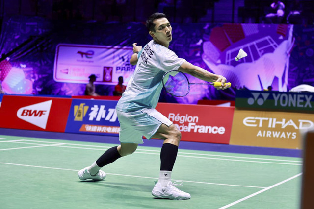 Pebulu tangkis tunggal putra Indonesia, Jonatan Christie, saat bertanding di Kejuaraan Dunia BWF 2025. Foto: Dok. PBSI