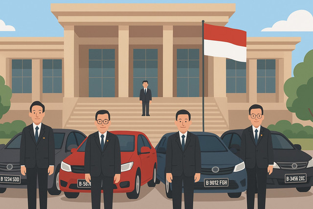 Ilustrasi perubahan pelat nomor kendaraan anggota DPR RI. (Foto: Idisign)