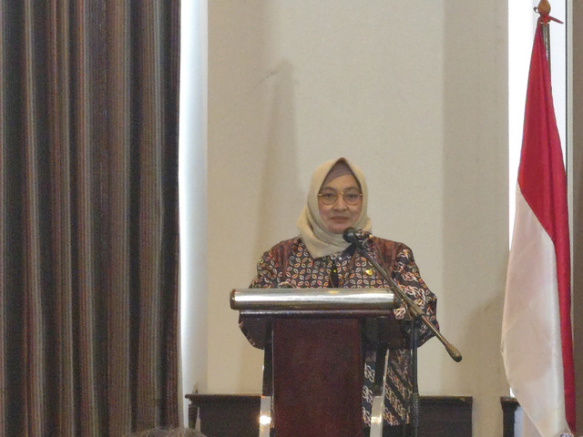Deputi Bidang Koordinasi Usaha dan Pertanian Kemenko Bidang Pangan Widiastuti dalam gelaran Seminar Ekosistem Gula Nasional di Kuningan, Jakarta, Rabu (27/8/2025). Foto: Widya Islamiati/kumparan