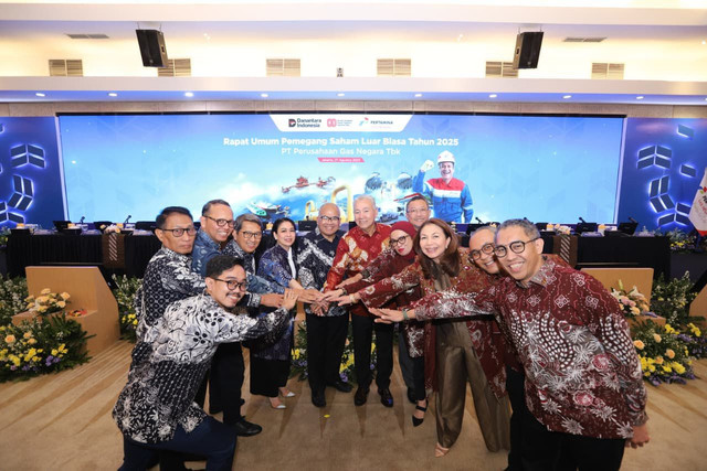 Rapat Umum Pemegang Saham Luar Biasa (RUPSLB) PT Perusahaan Gas Negara (PGN) mengangkat Arief Kurnia Risdianto jadi Direktur Utama, Rabu (27/8/2025). Foto: dok PGN