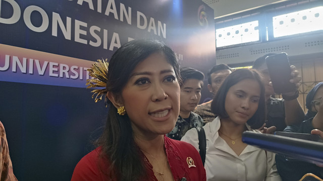 Menteri Komunikasi dan Digital (Menkomdigi) Meutya Hafid di Gedung Universitas Udayana, Kelurahan Jimbaran, Kabupaten Badung, Bali, Kamis (28/8/2025). Foto: Denita BR Matondang/kumparan