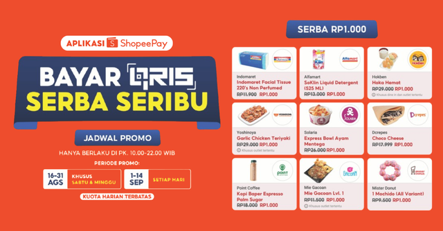Deretan promo Bayar QRIS Serba Seribu dari ShopeePay. Foto: dok. Istimewa