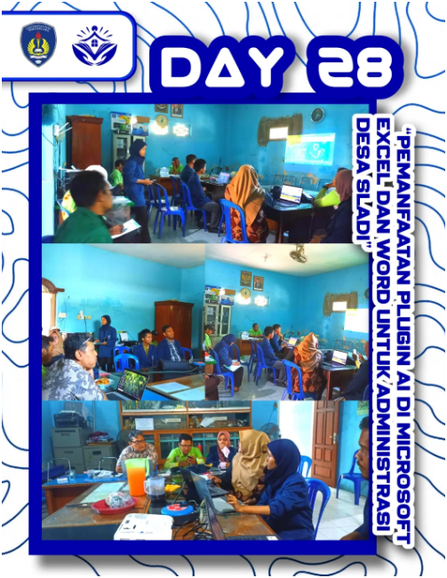 Sumber: @kkn_sladi_2025 | Sosialisasi dan Sharing Session “Pemanfaatan Plugin Ai di Microsoft Excel dan Word untuk Administrasi Desa Sladi”