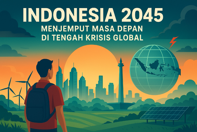 Optimisme Menjemput Masa Depan Indonesia 2045. Ilustrasi: AI Generated/Dok. Pribadi.
