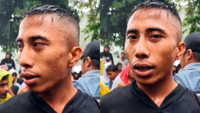 Seorang pria menyamar menjadi TNI saat demo di Kantor DPRD Sumut, Medan, Kamis (4/9/2025). Foto: Dok. Kodam I Bukit Barisan