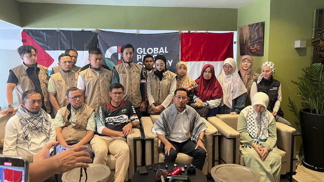 Konfrensi pers Indonesia Global Peace Convoy (IGPC) terkait update persiapan Global Sumud Flotilla dari Tunisia ke Gaza, Kamis (4/9/2025). Foto: Rizki Baiquni Pratama/kumparan