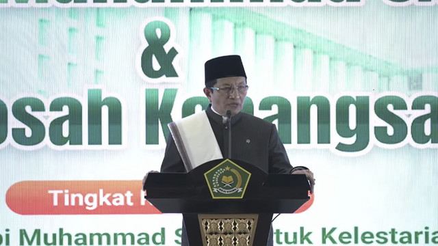 Menteri Agama RI, Nasaruddin Umar saat peringatan Maulid Nabi Muhammad 1447 H dan Istighosah Kebangsaan di Masjid Istiqlal, Jakarta, Kamis (4/9/2025). Foto: YouTube/ Masjid Istiqlal TV