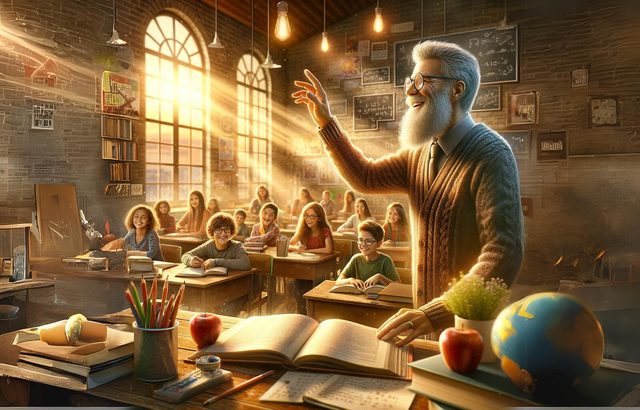 Guru di Kelas, Foto: Pixebay. (https://pixabay.com/id/illustrations/ai-dihasilkan-guru-kelas-sekolah-8508869/)