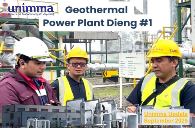Dosen dan Mahasiswa Teknik Mesin UNIMMA diskusi di Sumur uap Geothermal Dieng (Sumber: Dok Penulis)