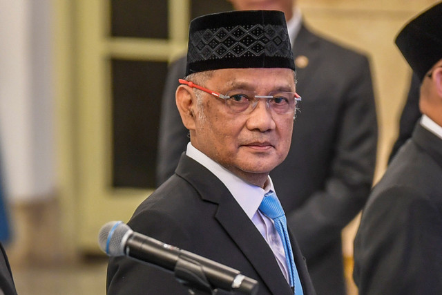 Menteri Haji dan Umroh Irfan Yusuf mengikuti pelantikan menteri dan wakil menteri Kabinet Merah Putih di Istana Negara, Kompleks Istana Kepresidenan, Jakarta, Senin (8/9/2025). Foto: Galih Pradipta/ANTARA FOTO