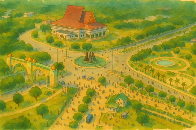 Ilustrasi situasi Pasir Pengaraian sebagai ibukota Kab. Rokan Hulu (Foto: Dok. Pribadi)