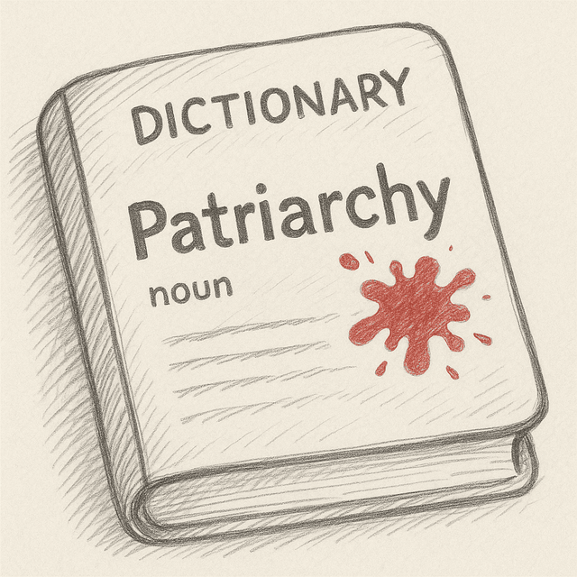 Ilustrasi kata patriarchy dan jejak pembunuhan. Dibuat dengan AI ChatGPT oleh Rizky Amanda Putra Hanka (dokumen pribadi).