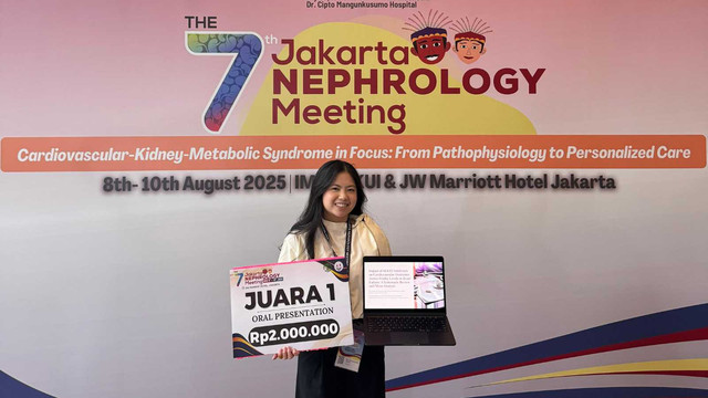 Jesselyne Aurelia Santoso, mahasiswi Fakultas Kedokteran (FK) Universitas Pelita Harapan (UPH) angkatan 2022 meraih Juara Pertama kategori Oral Presentation pada ajang The 7th Jakarta Nephrology Meeting (JNM) 2025, yang digelar pada 8–10 Agustus 2025 di Auditorium Indonesian Medical Education and Research Institute FKUI (IMERI FKUI) serta JW Marriott Hotel Jakarta.