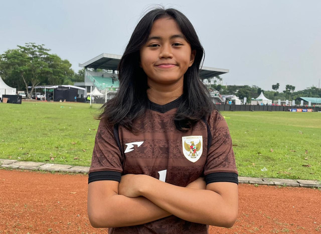 Alleana Ayu Arumy, penjaga gawang Timnas Wanita Indonesia. Foto: Aji Nugrahanto/kumparan