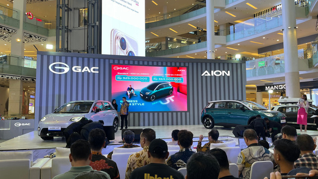 Seremoni pengumuman harga resmi mobil listrik AION UT di Jakarta, Rabu (10/9/2025). Foto: Aditya Pratama Niagara/kumparan