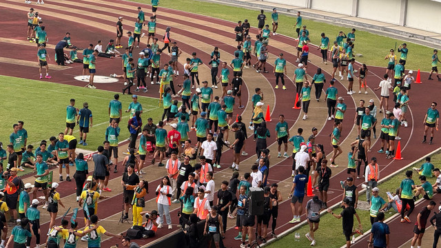 Peserta SiBakul Jogja Sport Fest 2025 dari berbagai komunitas olahraga di Indonesia, di Stadion Mandala Krida, pada Minggu (7/9) Foto: Aritf UT/Pandangan Jogja