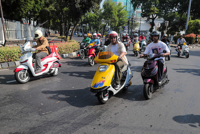 Sejumlah peserta mengikuti acara kumparan On The Road dari Pos Bloc Jakarta hingga kantor kumparan, Jakarta, Sabtu (13/9/2025). Foto: Iqbal Firdaus/kumparan