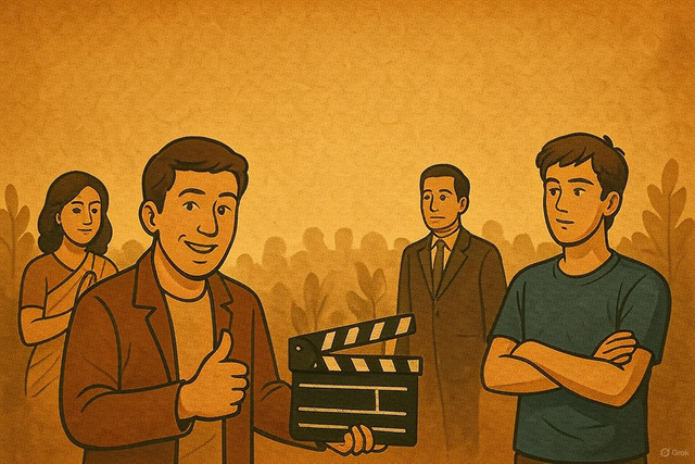 Ilustrasi "dunia adalah panggung sandiwara". Sumber: grok.com.