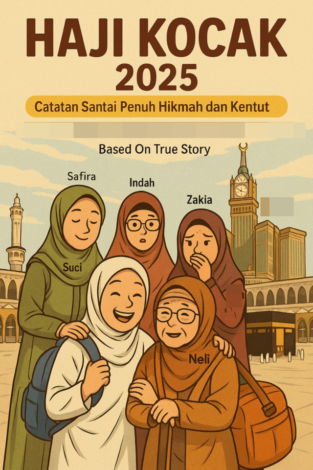 Ilustrasi haji kocak 2025 yang dibuat dengan AI.