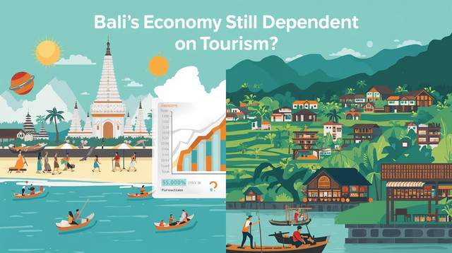 Ilustrasi ekonomi Bali antara pariwisata dan sektor penopang lain. Sumber: Artificial Intelligence