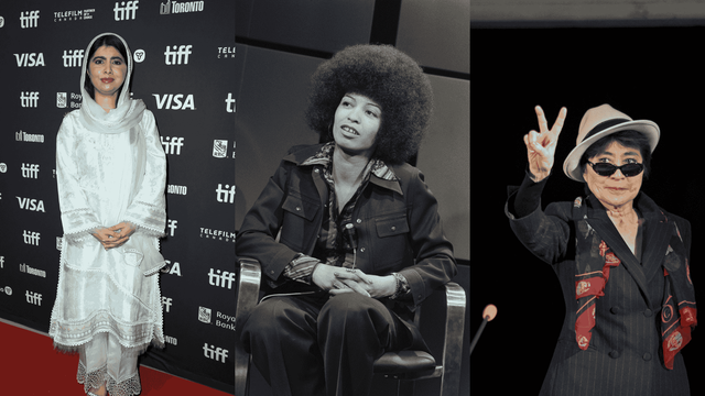 Malala Yousafzai. Foto: Valerie Macon/AFP, Angela Davis. Foto: MARCEL BINH/AFP, Yoko Ono. Foto: Wojtek Radwanski/AFP