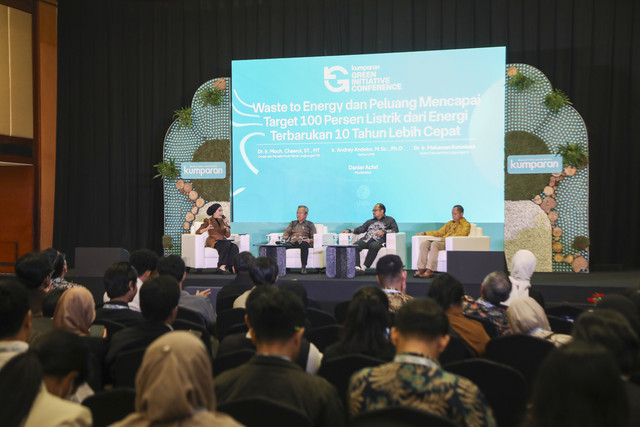 Suasana saat sesi panel dua dalam kumparan Green Initiative Conference 2025 di Hotel Borobudur, Jakarta, Rabu (17/9/2025). Foto: Iqbal Firdaus/kumparan
