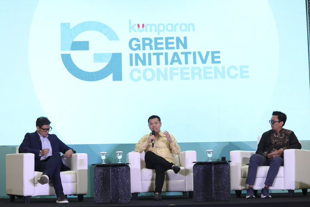 Program Director Bakti Lingkungan Djarum Foundation Jemmy Chayadi saat sesi panel dalam kumparan Green Initiative Conference 2025 di Hotel Borobudur, Jakarta, Rabu (18/9/2025). Foto: Iqbal Firdaus/kumparan