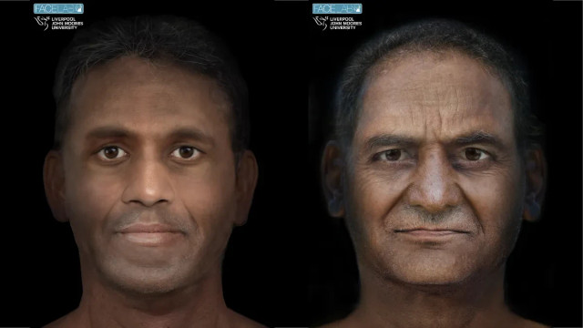 Rekonstruksi wajah berdasarkan tengkorak berusia 2.500 tahun yang ditemukan di situs pemakaman kuno Kondagai di Tamil Nadu, India. Foto: Face Lab/Liverpool John Moores University