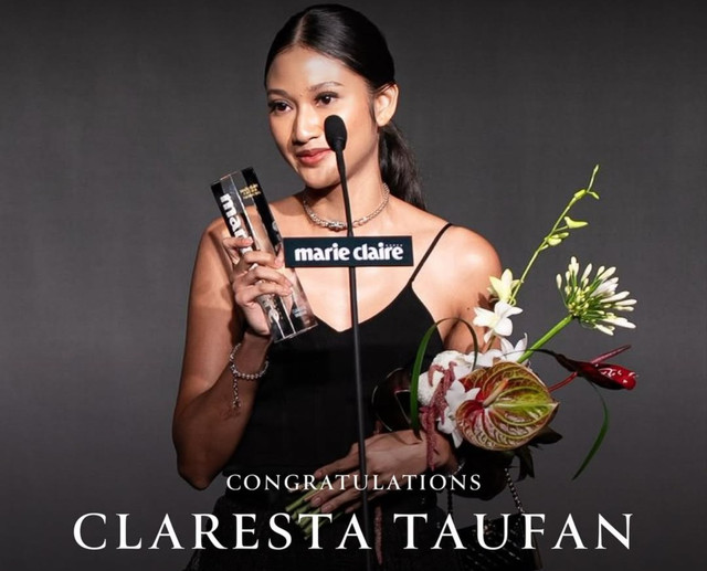 Claresta Taufan memenangkan Marie Claire Awards di Busan International Film Festival 2025. Foto: Instagram @filmpangku