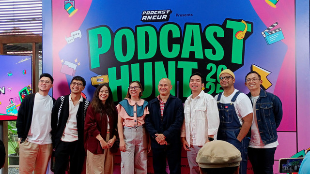 Konferensi pers Podcast Hunt 2025 di Kawasan Kemang, Jakarta Selatan.
 Foto: Aprilandika Pratama/kumparan
