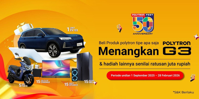 Nikmati serunya Polytron Fest 50th Anniversary dan kesempatan memenangkan undian mobil listrik.  Foto: Dok. Polytron