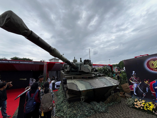 Tank Harimau dipamerkan dipamerkan saat TNI Fair di Monas, Jakarta Pusat, Sabtu (20/9/2025). Foto: Abid Raihan/kumparan
