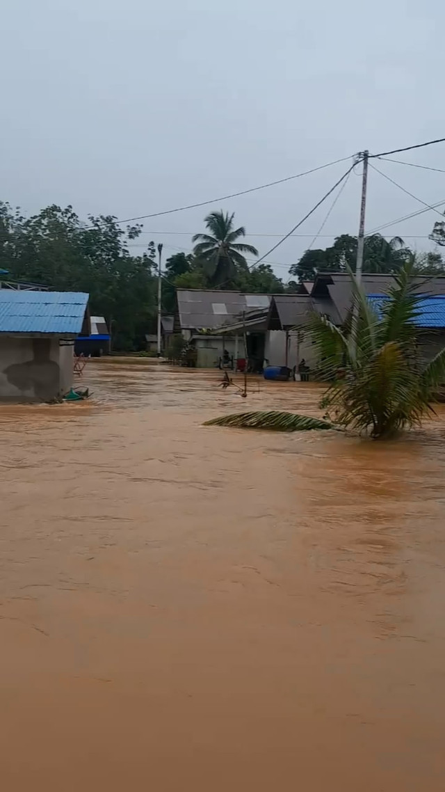 Permukiman warga di Kuala Tiga Tempunak terendam banjir. Foto: Dok. Istimewa