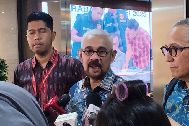 Pengacara keluarga Arya Daru, Nicolay Aprilindo di Bareskrim Polri, Jakarta, Selasa (23/9/2025). Foto: Rachmadi Rasyad/kumparan