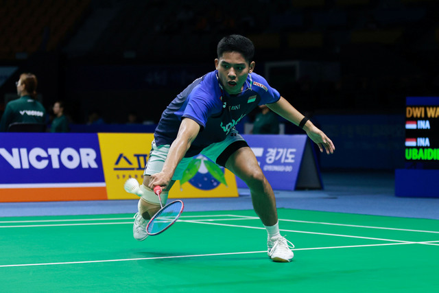 Moh Zaki Ubaidillah alias Ubed saat bermain di Korea Open 2025. Foto: PBSI