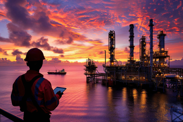Image by Freepik (oil refinery sunset)