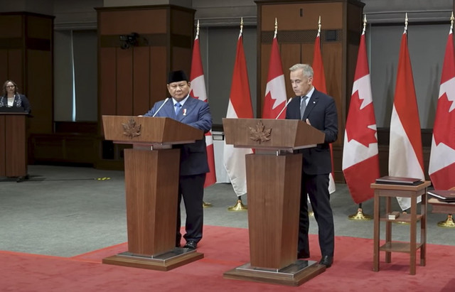 Presiden Prabowo Subianto melakukan pertemuan dengan PM Kanada Carney di Ottawa, Kanada, Rabu (24/9/2025). Foto: Youtube/Sekretariat Presiden