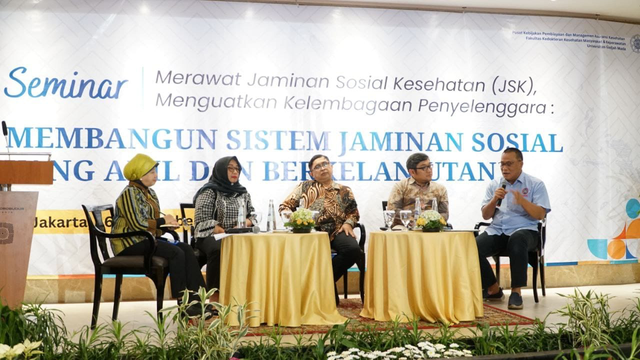 Seminar bertema "Merawat Jaminan Sosial Kesehatan, Menguatkan Kelembagaan Penyelenggara: Membangun Sistem Jaminan Sosial Kesehatan yang Adil dan Berkelanjutan". Foto: Dok. BPJS Kesehatan