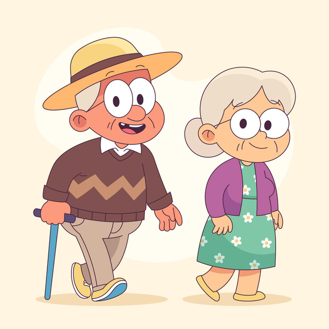 Ilustrasi pasangan lansia (freepik.com)