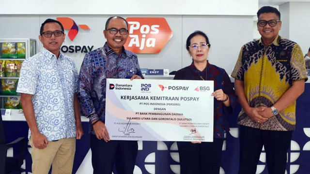 PT Pos Indonesia bersama Bank SulutGo menjaling kerja sama kemitraan Pospay.