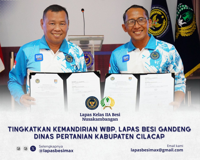 Tingkatkan Kemandirian WBP, Lapas Besi Gandeng Dinas Pertanian Kabupaten Cilacap