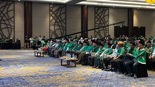 Kubu Agus Suparmanto gelar Tasyakuran Muktamar PPP ke X di Discovery Hotel, Ancol, Jakarta Utara, Minggu (28/9/2025). Foto: Haya Syahira/kumparan